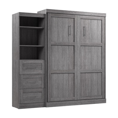 Queen Murphy Bed and Shelving Unit with Drawers (90W)