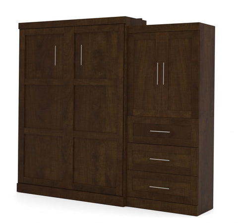 Queen Murphy Bed and Storage Cabinet with Drawers (101W)