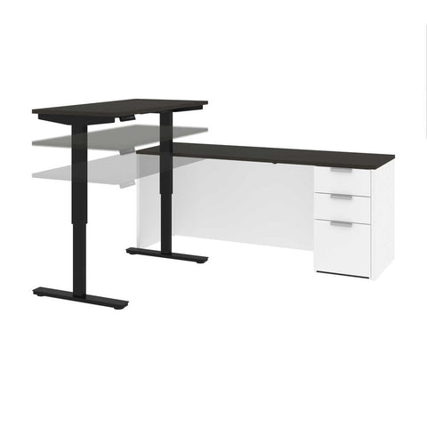 72W L-Shaped Standing Desk with Pedestal