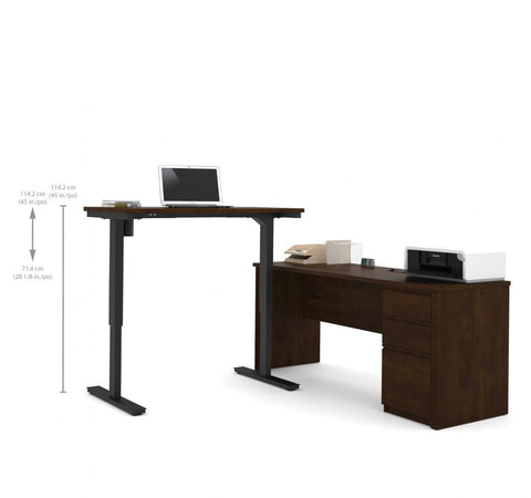 72W L-Shaped Standing Desk with Pedestal