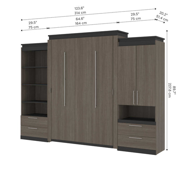 Queen Murphy Bed and Multifunctional Storage with Drawers (125W)