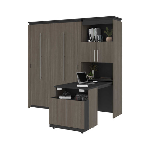 Full Murphy Bed with Storage Cabinet and Fold-Out Desk (91W)