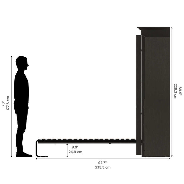 Queen Murphy Bed with Shelves and Drawers (92W)