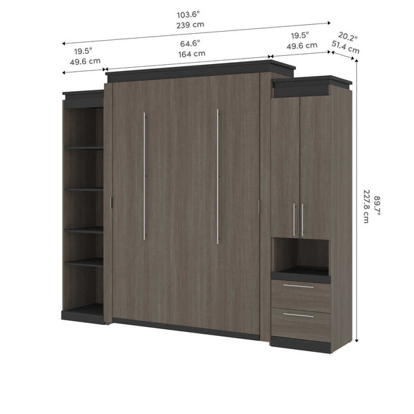 Queen Murphy Bed with Storage Cabinet and Shelves (106W)