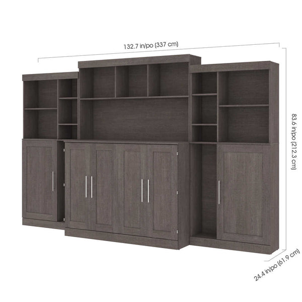 Full Cabinet Bed with Mattress, two 36″ Storage Units, and 3 Hutches