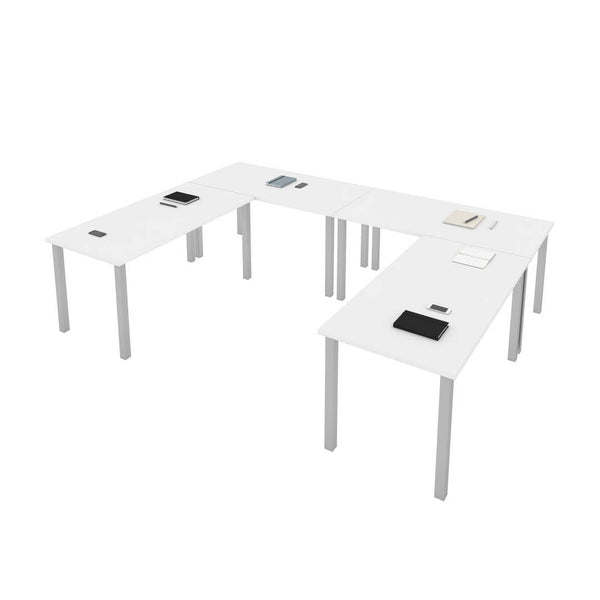 Four 60W x 30D Table Desks with Square Metal Legs