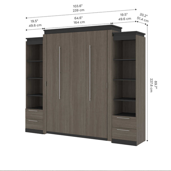 Queen Murphy Bed with Shelves and Drawers (106W)