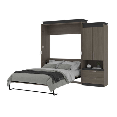 Queen Murphy Bed with Storage Cabinet and Pull-Out Shelf (97W)