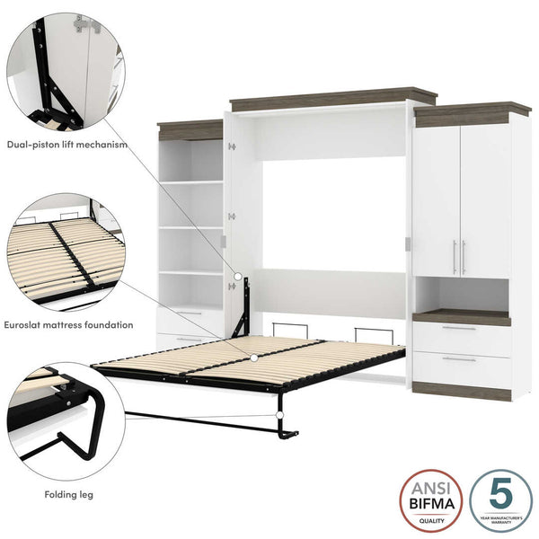 Queen Murphy Bed and Multifunctional Storage with Drawers (125W)