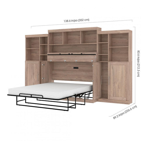 Queen Cabinet Bed with Mattress, two 36″ Storage Units, and 3 Hutches