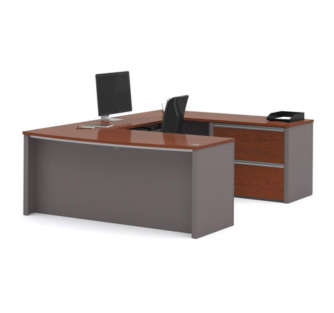 72W U-Shaped Executive Desk with Lateral File Cabinet