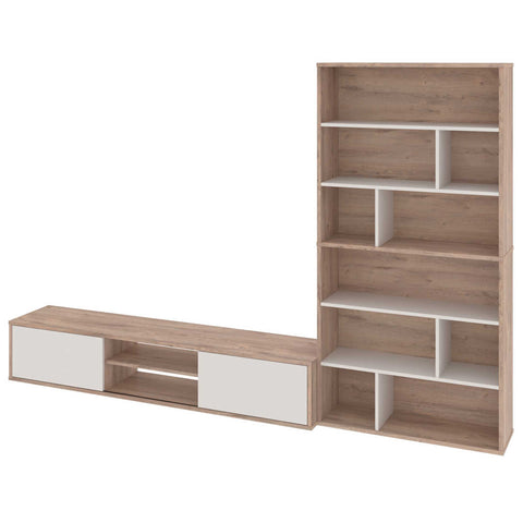 TV Stand with 2 Asymmetrical Shelving Units