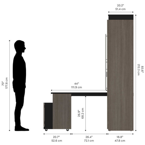 Queen Murphy Bed with Storage Cabinet and Fold-Out Desk (97W)