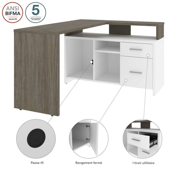 56W L-Shaped Desk