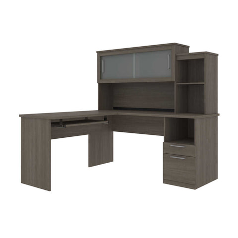 65W L-Shaped Desk with Hutch