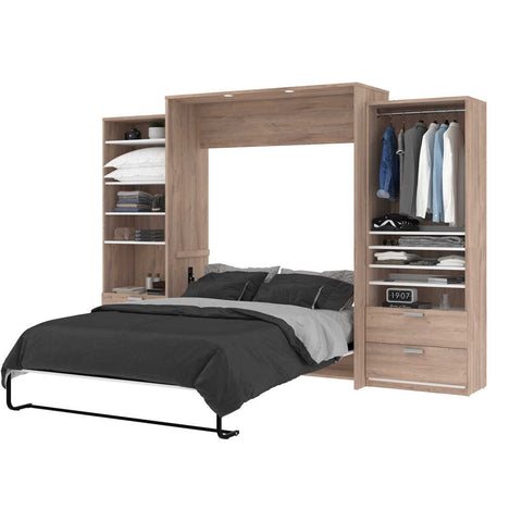 Queen Murphy Bed with 2 Closet Organizers with Drawers (125W)