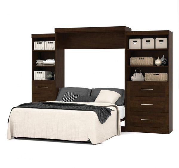 Queen Murphy Bed and 2 Shelving Units with Drawers (126W)