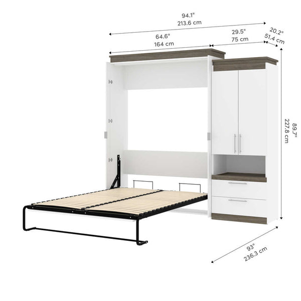 Queen Murphy Bed with Storage Cabinet and Pull-Out Shelf (97W)