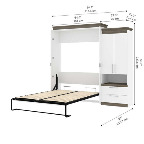 Queen Murphy Bed with Storage Cabinet and Pull-Out Shelf (97W)