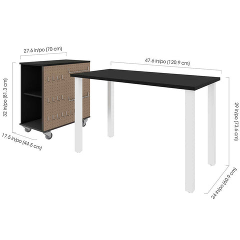 48W x 24D Table Desk with Mobile Storage Cabinet