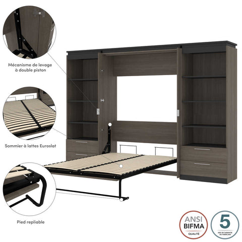 Full Murphy Bed with Shelves and Drawers (120W)