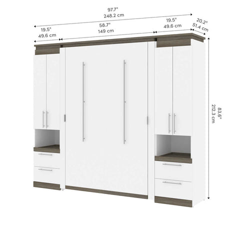 Full Murphy Bed with Storage Cabinets and Pull-Out Shelves (100W)