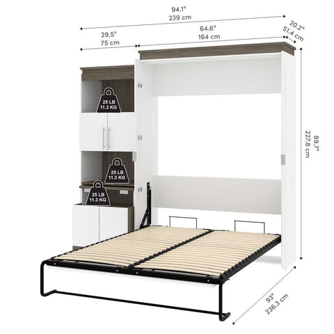 Queen Murphy Bed with Storage Cabinet and Fold-Out Desk (97W)