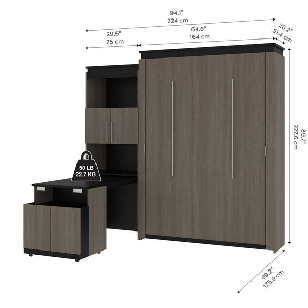 Queen Murphy Bed with Storage Cabinet and Fold-Out Desk (97W)