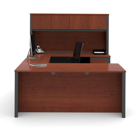 72W U-Shaped Executive Desk with 2 Pedestals and Hutch