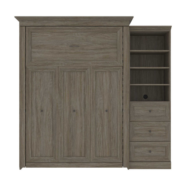 Queen Murphy Bed with Shelves and Drawers (92W)