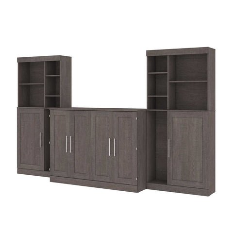 Full Cabinet Bed with Mattress and Tall Storage Cabinets (133W)