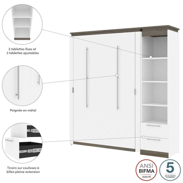 Full Murphy Bed with Shelves and Drawers (81W)