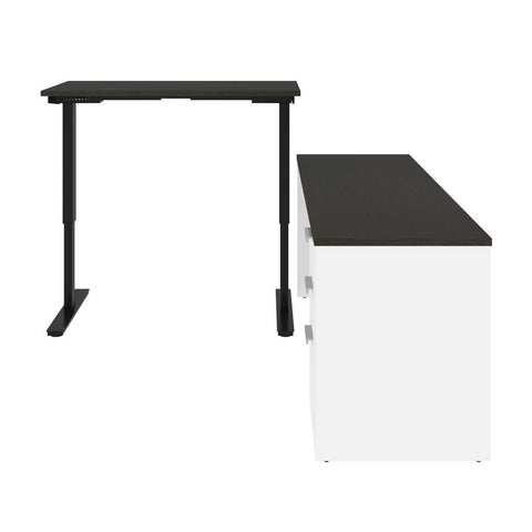 72W L-Shaped Standing Desk with Pedestal