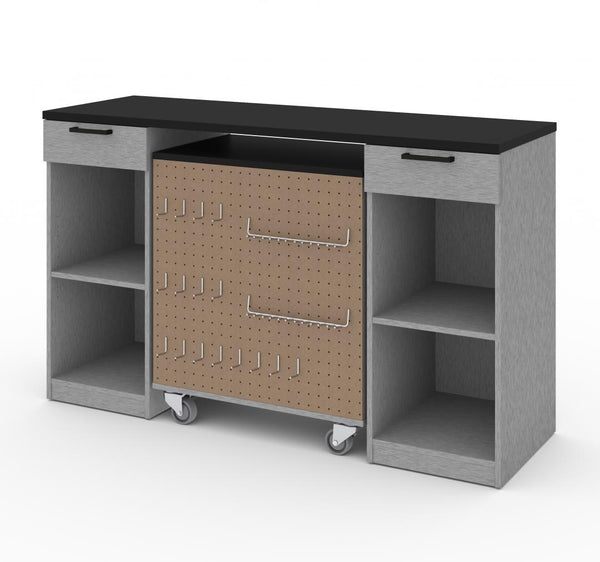 2-Piece Set:  2-Drawer Workbench and Mobile Storage Cabinet