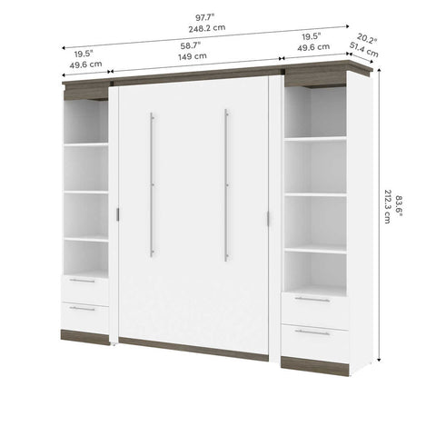 Full Murphy Bed with Shelves and Drawers (100W)