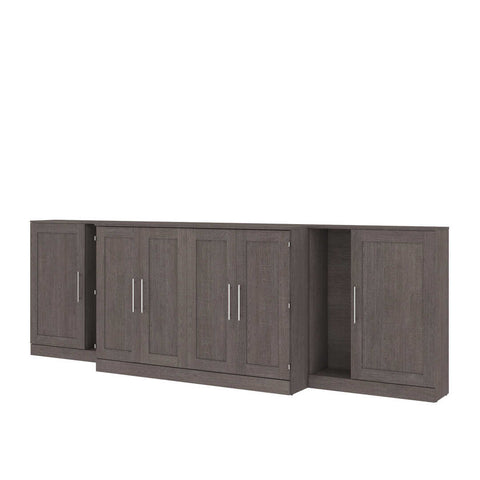 Queen Cabinet Bed with Mattress and Storage Cabinets (139W)