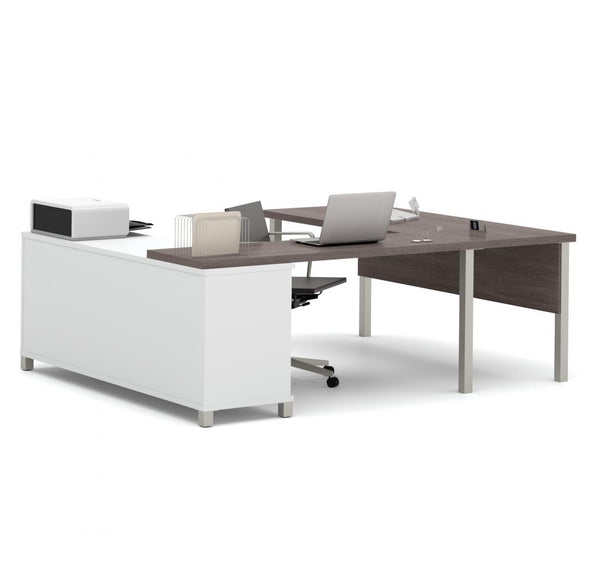 72W U-Shaped Executive Desk with Metal Legs