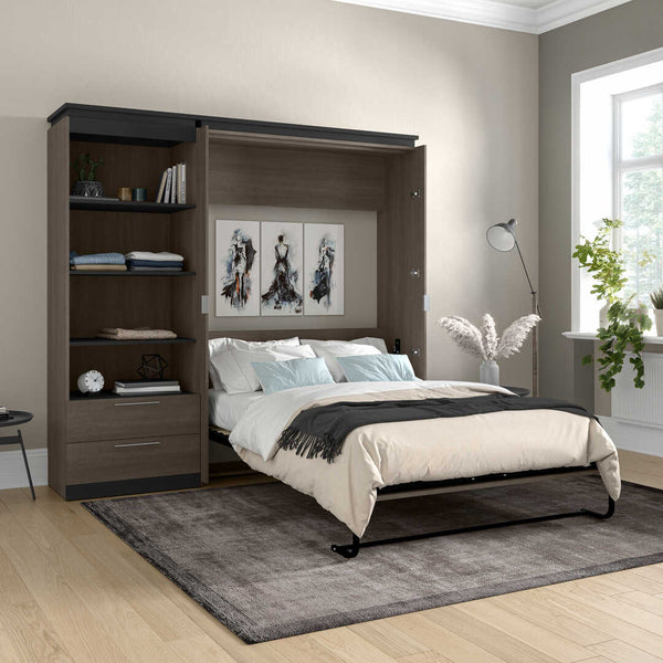 Full Murphy Bed with Shelves and Drawers (91W)