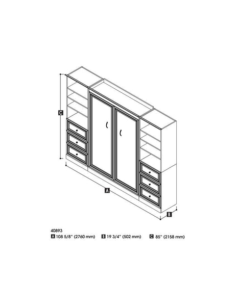 Full Murphy Bed and 2 Closet Organizers with Drawers (109W)