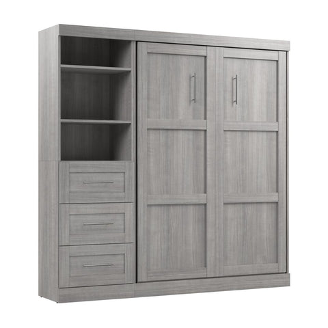 Full Murphy Bed and Shelving Unit with Drawers (84W)