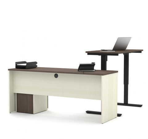 72W L-Shaped Standing Desk with Pedestal