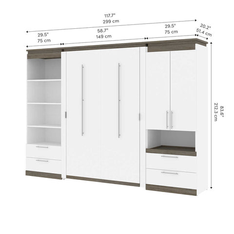 Full Murphy Bed and Multifunctional Storage with Drawers (119W)