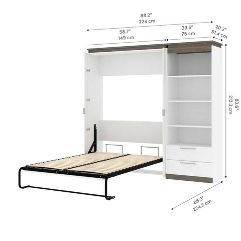 Full Murphy Bed with Shelves and Drawers (91W)