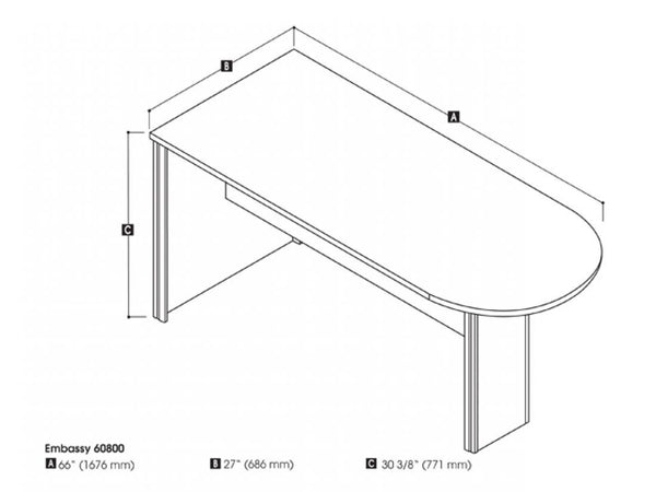 66W Peninsula Table Desk