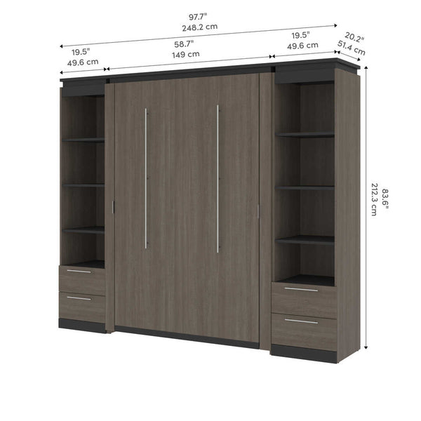 Full Murphy Bed with Shelves and Drawers (100W)