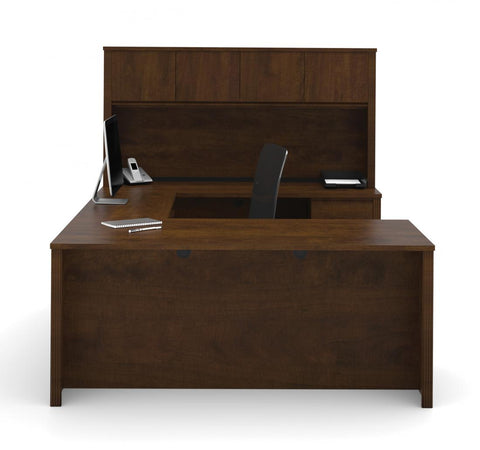 72W U-Shaped Executive Desk with 2 Pedestals and Hutch