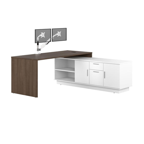 72W L-Shaped Desk with Monitor Arms