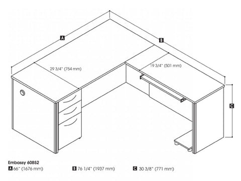 L-Shaped Desk with Pedestal