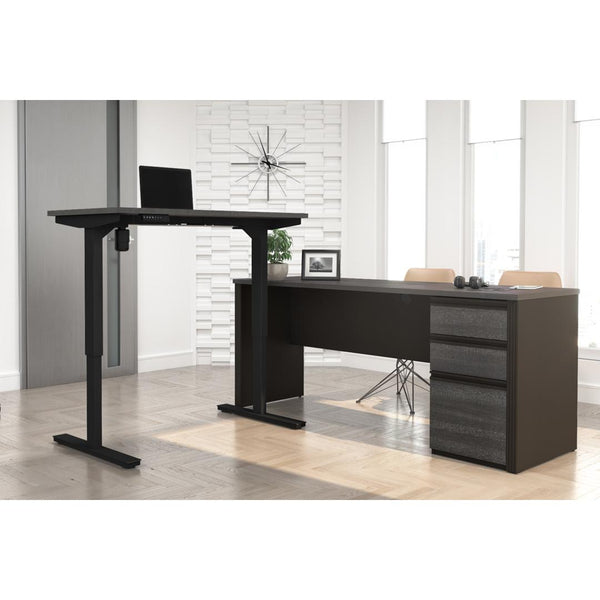 72W L-Shaped Standing Desk with Pedestal