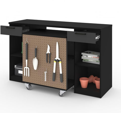 2-Piece Set:  2-Drawer Workbench and Mobile Storage Cabinet